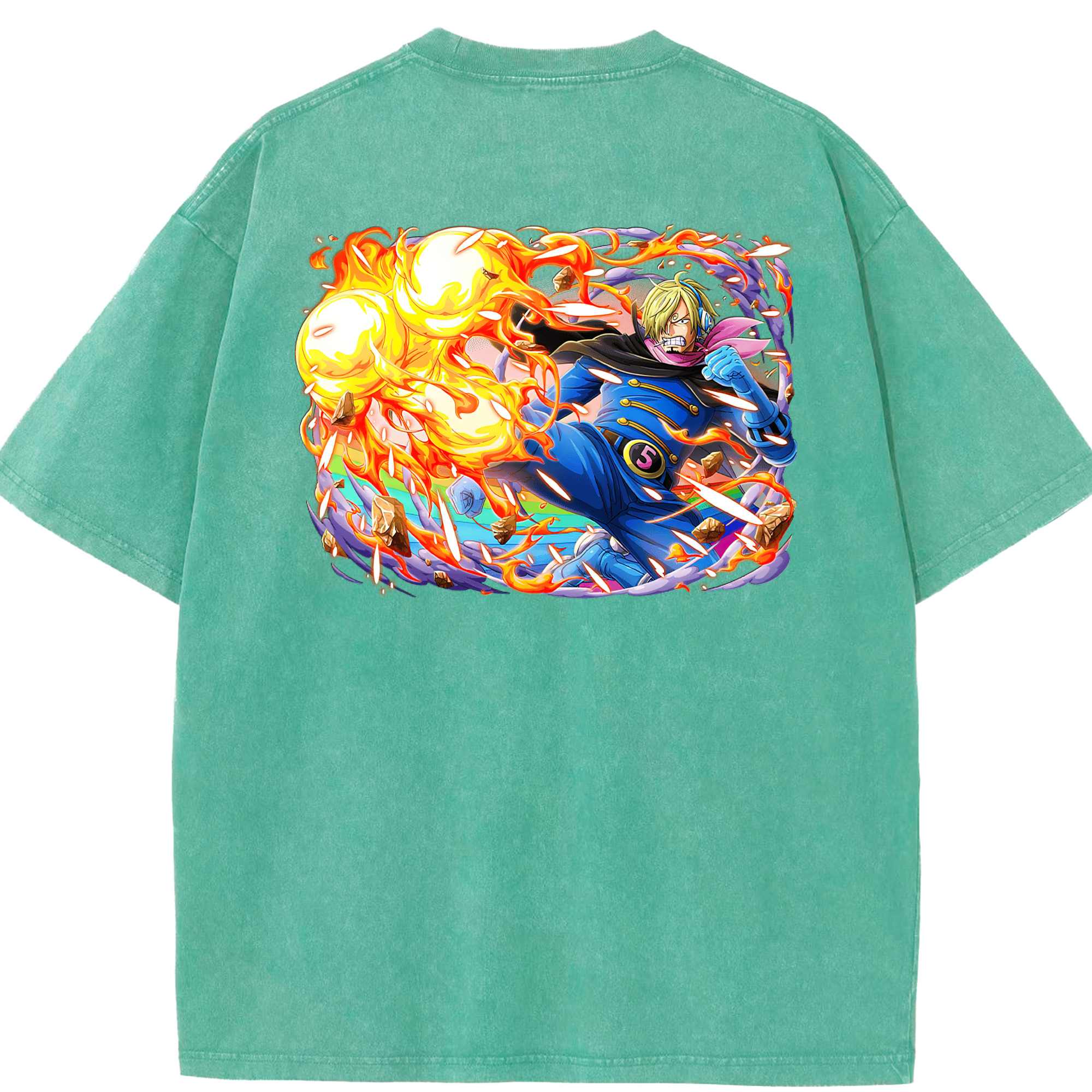 ワンピース サンジ ONE PIECE Sanji 綿100% ヴィンテージ風 半袖Tシャツ（背面プリント）
